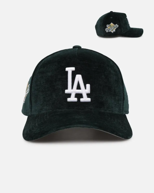 New Era Los Angeles Dodgers 'Plush Chenille' 9FORTY A-Frame Snapback Dark Green sold by Culture Kings