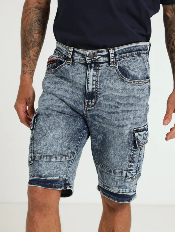 Denim Cargo Shorts - Blue sold by Edgars 