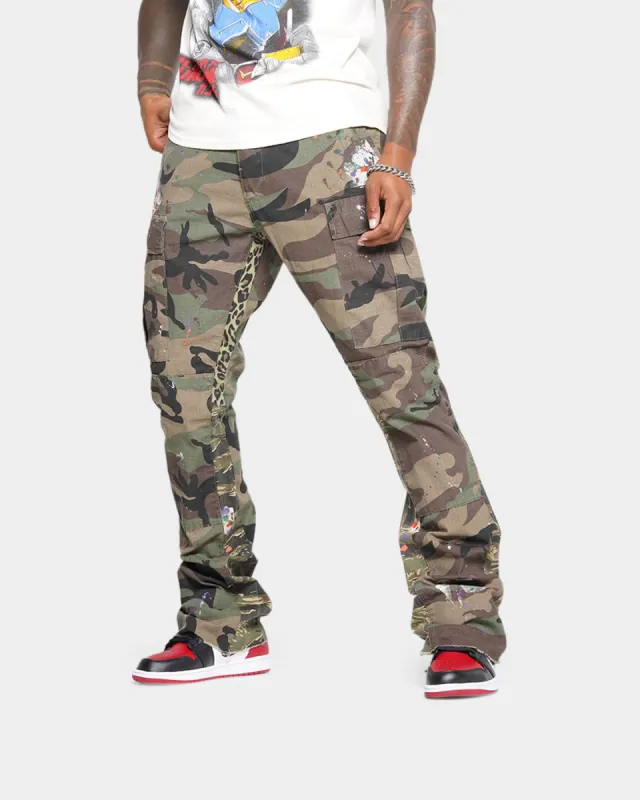 【KOOLOSET】Camo Bermuda Banding Pants OVDY Camo Multi-Pocket Crinkled Cargo Pants