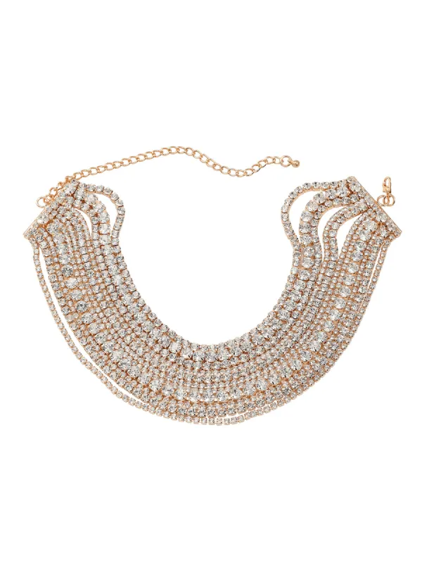 Jago Multi Layered Crystal Necklace In Gold sold by Mew Mews