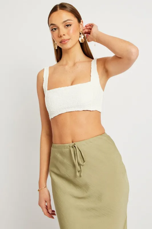 White Crop Top Textured sold by Ally Fashion