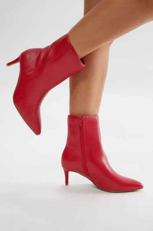 Bryson Heeled Booties - Red sold by Fashion Nova