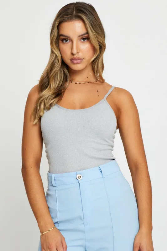 Grey Singlet Top Round Neck Seamless sold by Ally Fashion