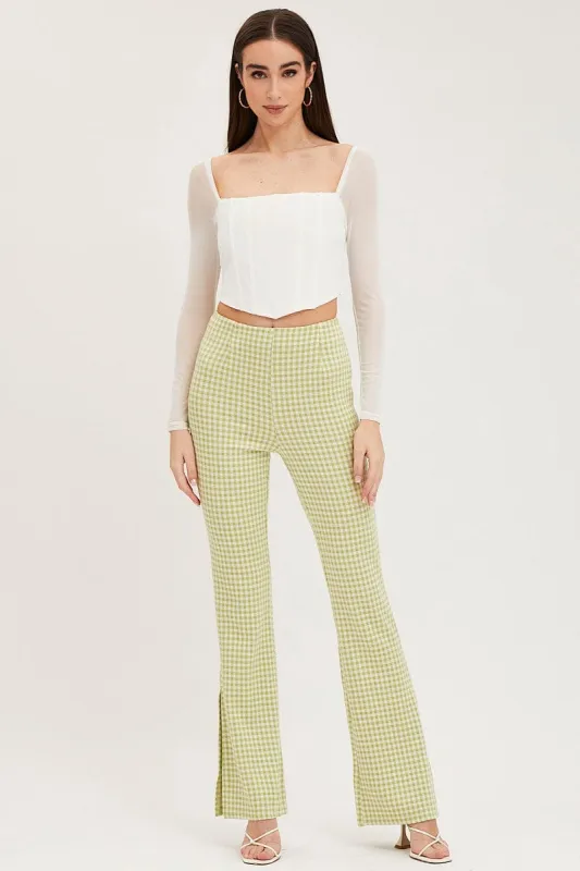 Check Flare Pants High Rise sold by Ally Fashion
