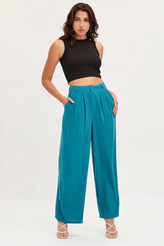 Blue Wide Leg Pants High Rise sold by Ally Fashion