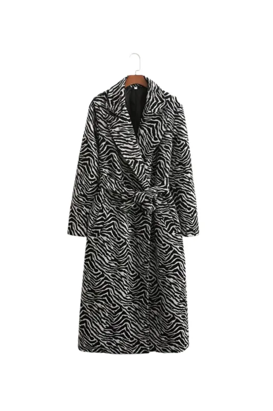 ' Jason' Zebra Print Mid-Length Wool Coat sold by Goodnight Macaroon