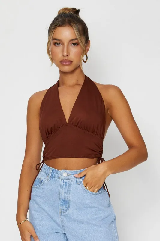 Brown Top Halter Neck sold by Ally Fashion