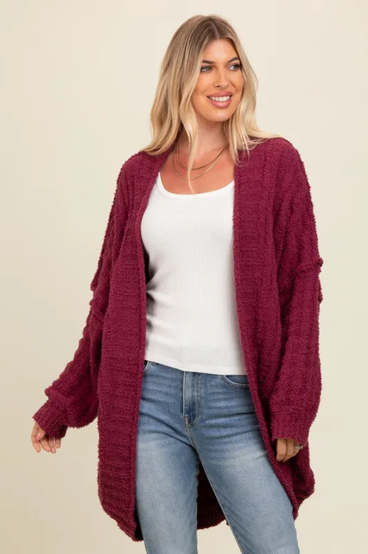 Burgundy Chunky Knit Dolman Cardigan sold by Pinkblush