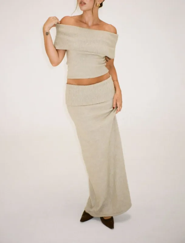 Fairfield Foldover Maxi Skirt | Latte sold by Rumored