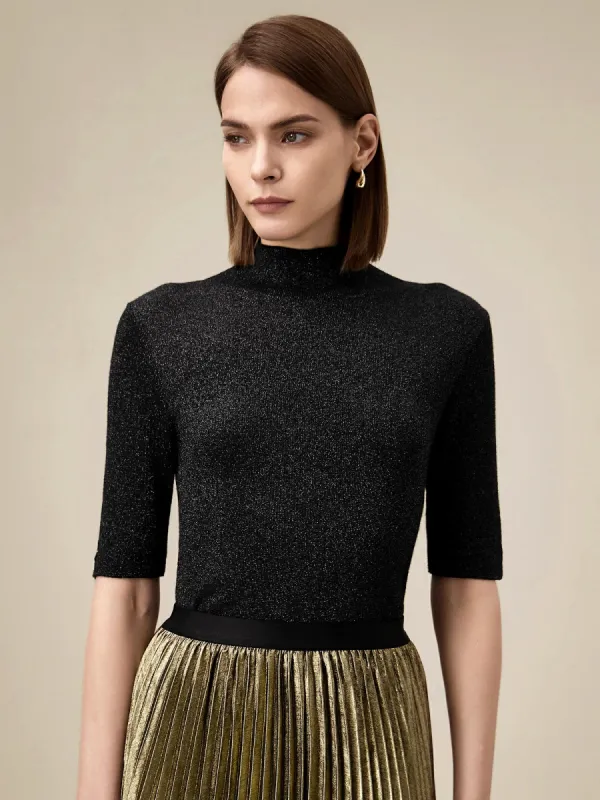 Amoretu Silver Yarn Middle Sleeve Sweater Top sold by Amoretu