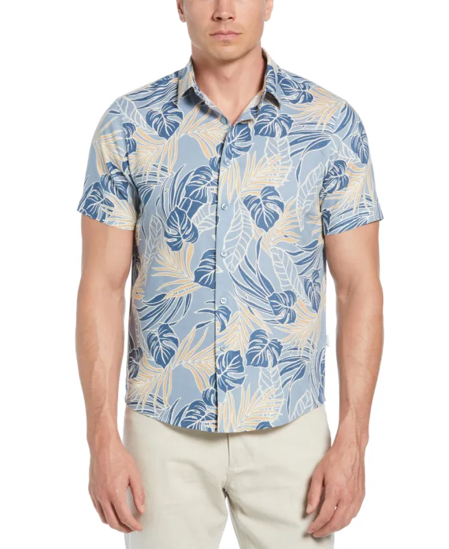 Linen-Blend Leaf Outline Print Shirt sold by Cubavera