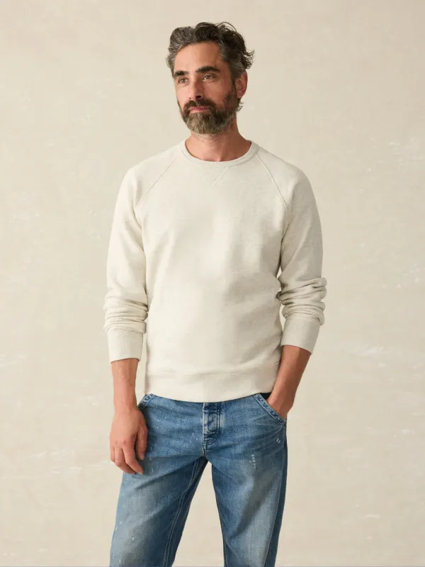 High Standard Fleece Crewneck - Antique Ivory Heather sold by Faherty