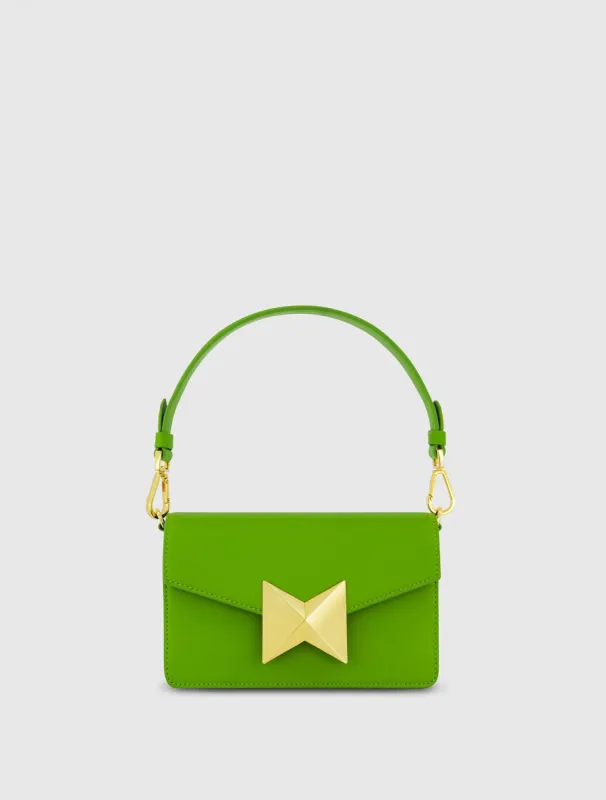 Green Mini Leather Shoulder Bag With Gold Hardware sold by Mac Duggal