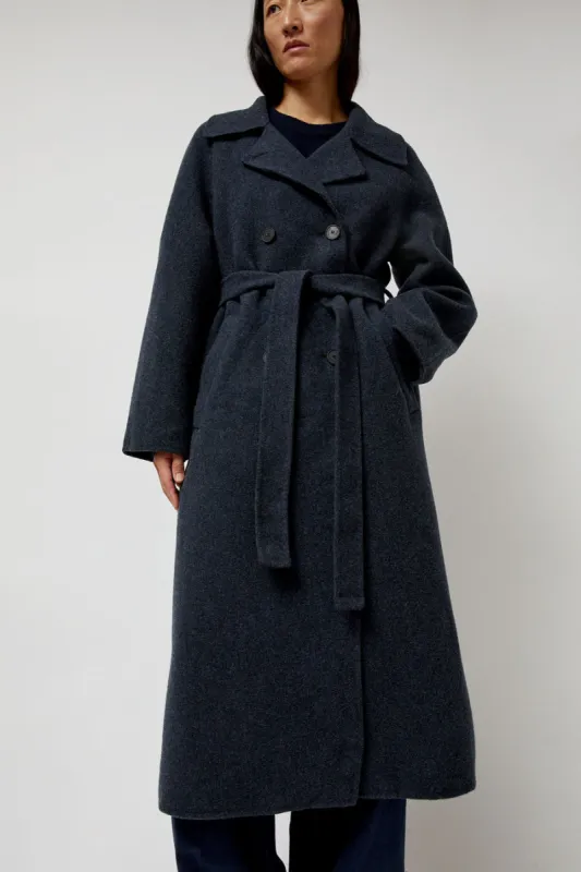 Mijeong Park Handmade Long Wool Coat in Blue Navy sold by No. 6