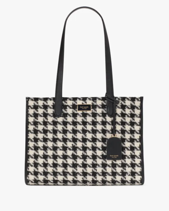 Manhattan Houndstooth Tweed Large Market Tote sold by Kate Spade