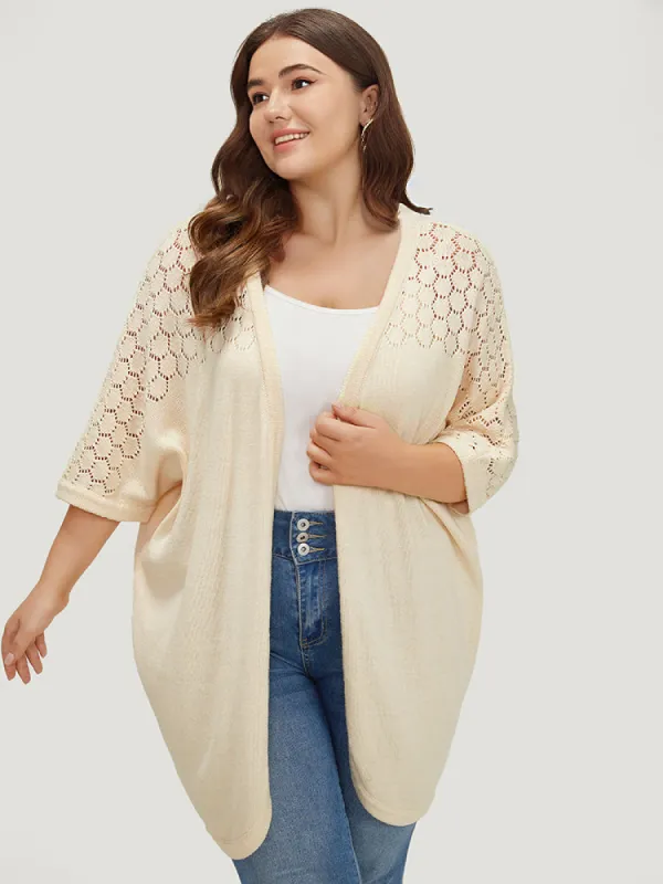 Solid Batwing Sleeve Cut Out Open Front Cardigan sold by Bloomchic