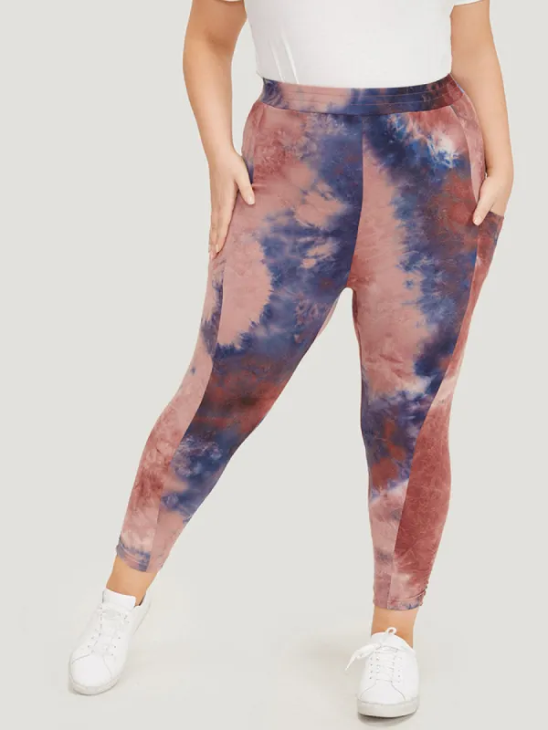 Tie Dye Gathered Skinny Pocket Side Leggings sold by Bloomchic