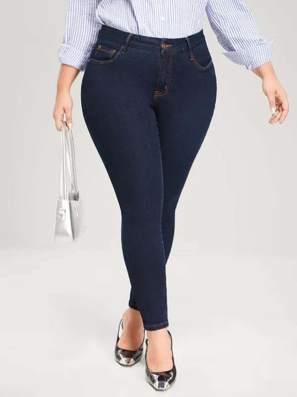 Skinny Very Stretchy High Rise Dark Wash Full Jeans sold by Bloomchic