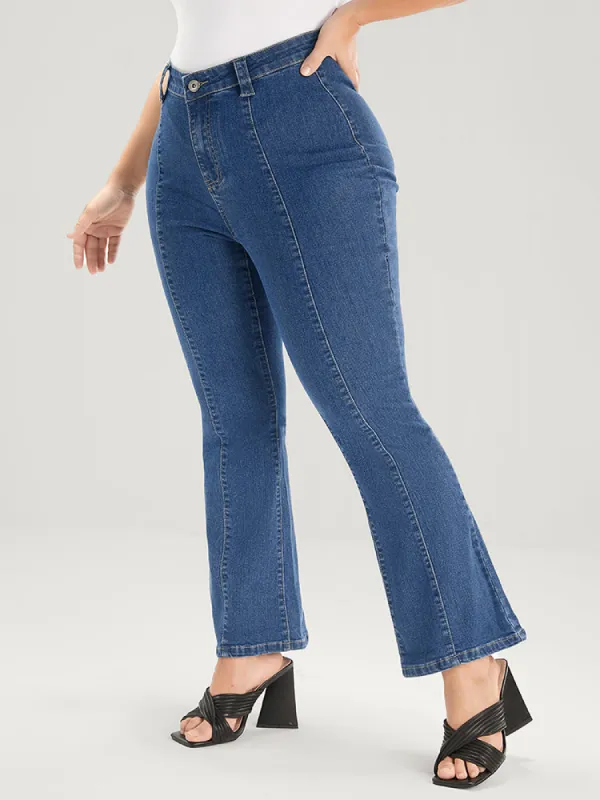 Flare Leg  Very Stretchy Mid Rise Medium Wash Jeans sold by Bloomchic