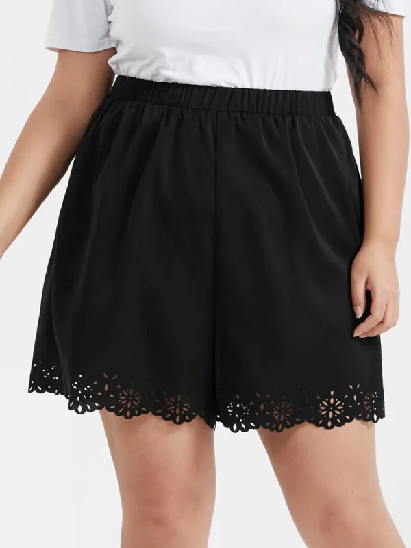 Plain Eyelet Lace Pocket Loose Shorts sold by Bloomchic