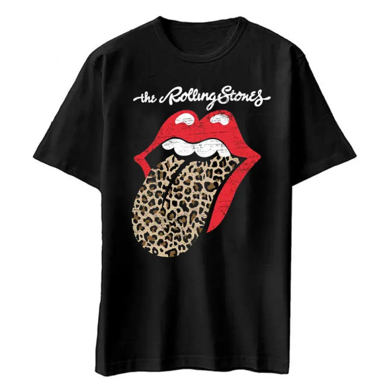 Leopard Print Tongue Slim Fit T-shirt sold by Rockabilia