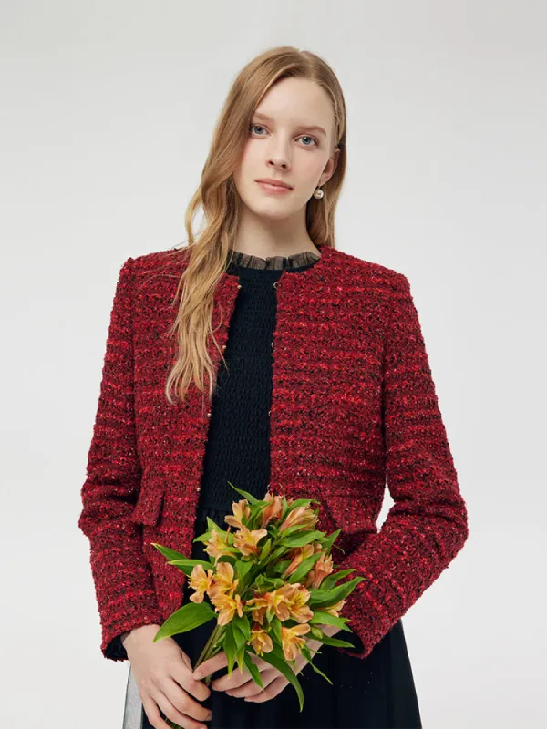Wool Blend Tweed Women Crop Jacket sold by Goelia