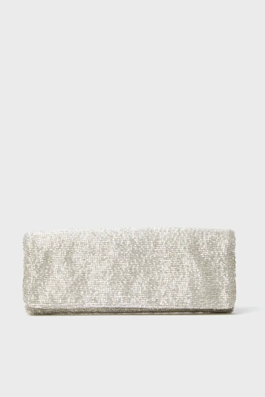 Silver Beaded Clutch sold by Tuckernuck