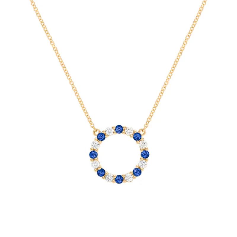 Personalized Rosecliff Circle Birthstone Necklace in 14k Gold sold by Haverhill