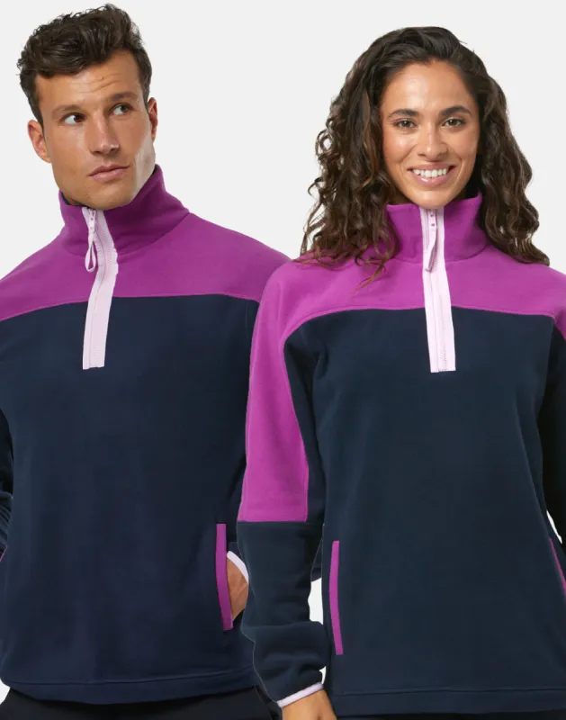 Half Zip Polar Fleece in Obsidian/Vivid Pink sold by Gym+Coffee