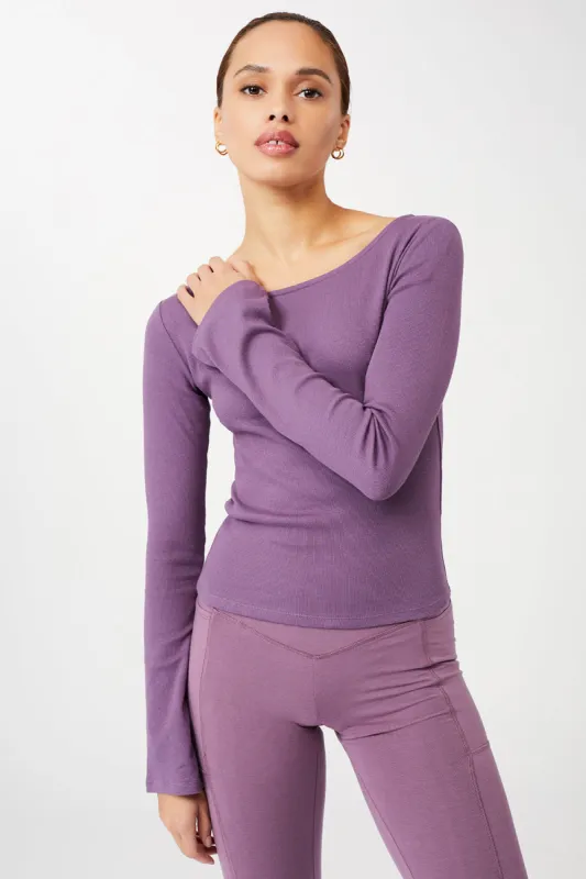 Ribbed Boat Neckline Grape sold by Ivalo.com