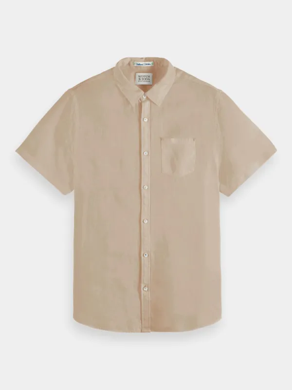 Regular-fit short sleeved linen shirt sold by Scotch and Soda