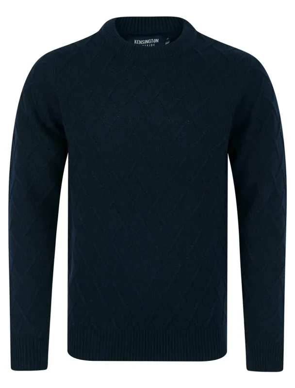 Waddingham Wool Mix Cable Knit Crew Neck Jumper in Ink - Kensington Eastside sold by Tokyo Laundry