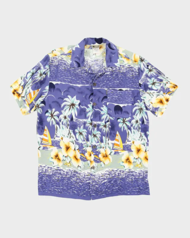 Blue Patterned Hawaiian Shirt - M sold by Rokit