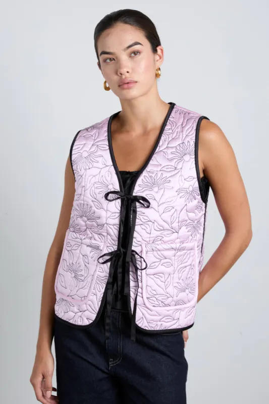 arte reversible gilet - black & pink satin sold by Damson Madder