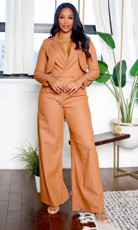 Arya | Blazer & Wide-Leg Pants Set - Orange sold by Cutely Covered
