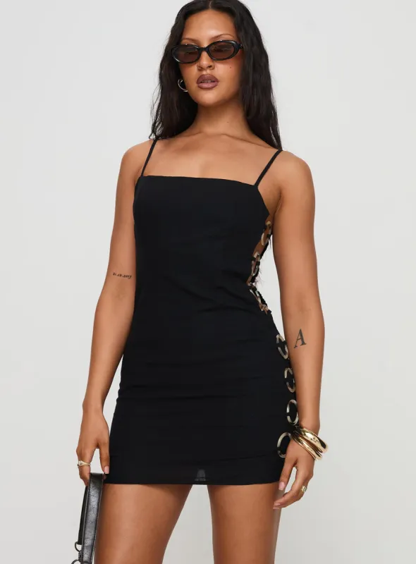 Granada Mini Dress Black sold by Princess Polly