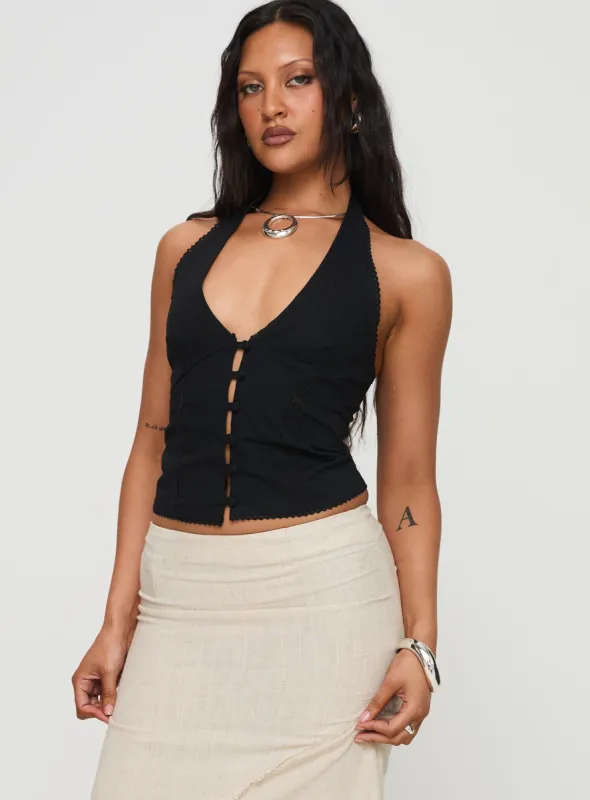 Vayda Halter Top Black sold by Princess Polly