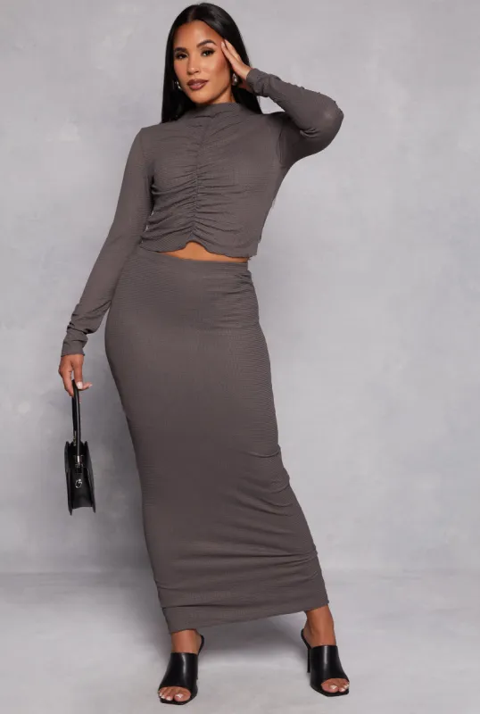 Almost Famous Textured Knit Maxi Pencil Skirt sold by Rainbow