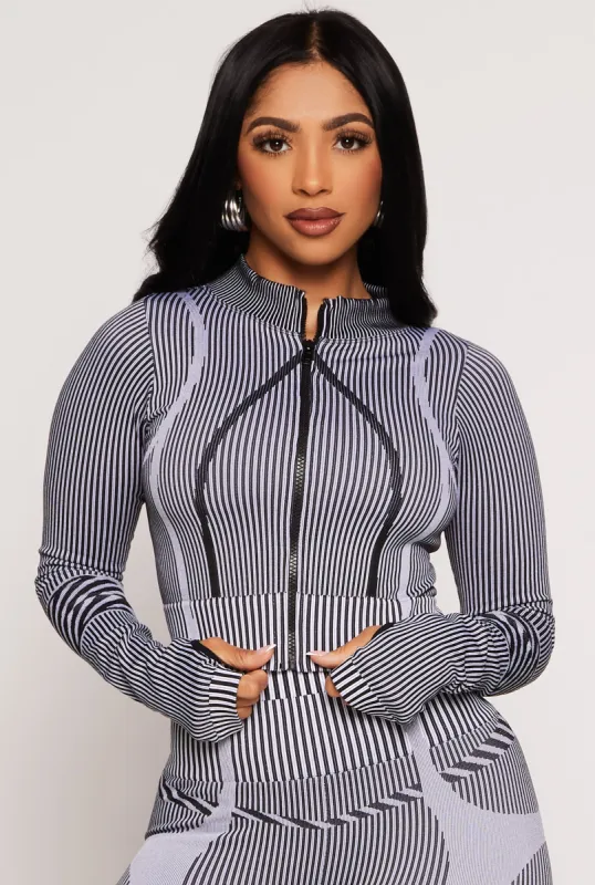 Seamless Compression Rib Zip Front Track Jacket sold by Rainbow