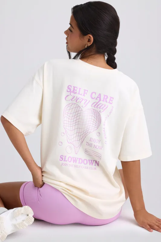 Oversized Short-Sleeve T-Shirt in Eggshell sold by Oh Polly