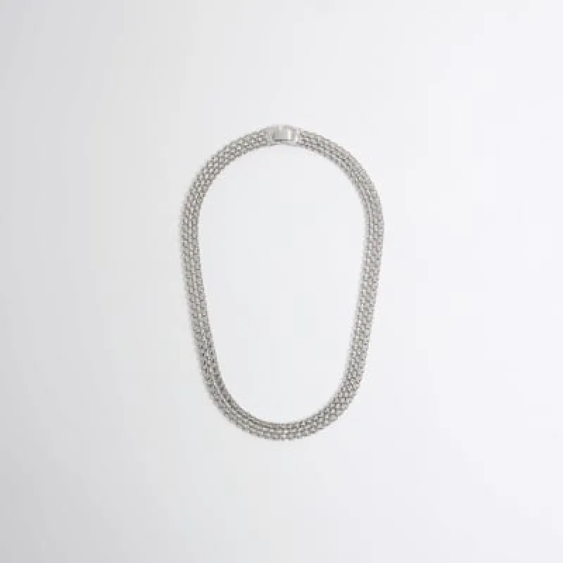 Silver multirow chain necklace sold by River Island