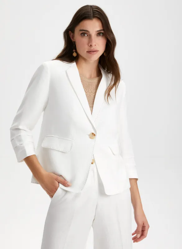 Linen Button Front Blazer sold by Laura