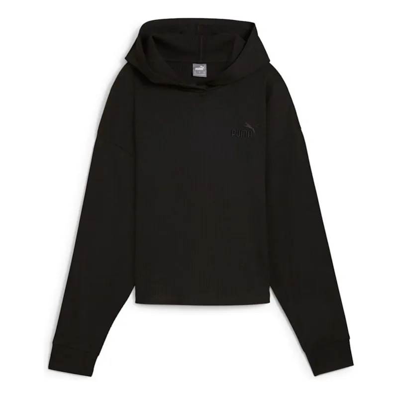 (WMNS) PUMA ESS Elevated Hoodie 'Black' 682503-01 sold by KicksCrew