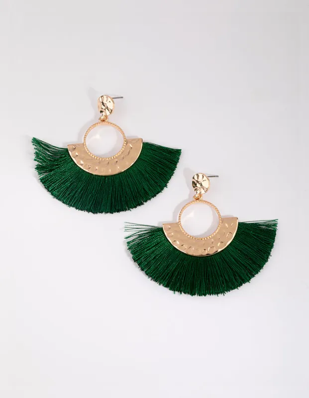 Green Fringe Drop Earrings sold by lovisa