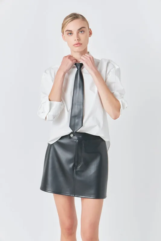 A-Line Faux Leather Mini Skirt sold by Endless Rose