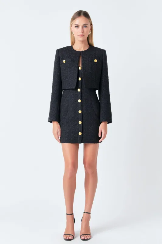 Cropped Buttoned Tweed Jacket sold by Endless Rose