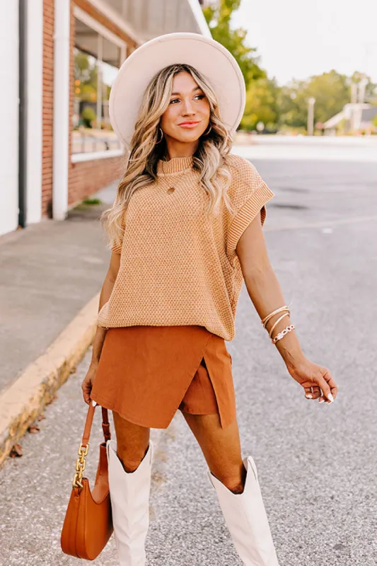 Patio Views Vintage Wash Knit Top in Camel sold by Impressions