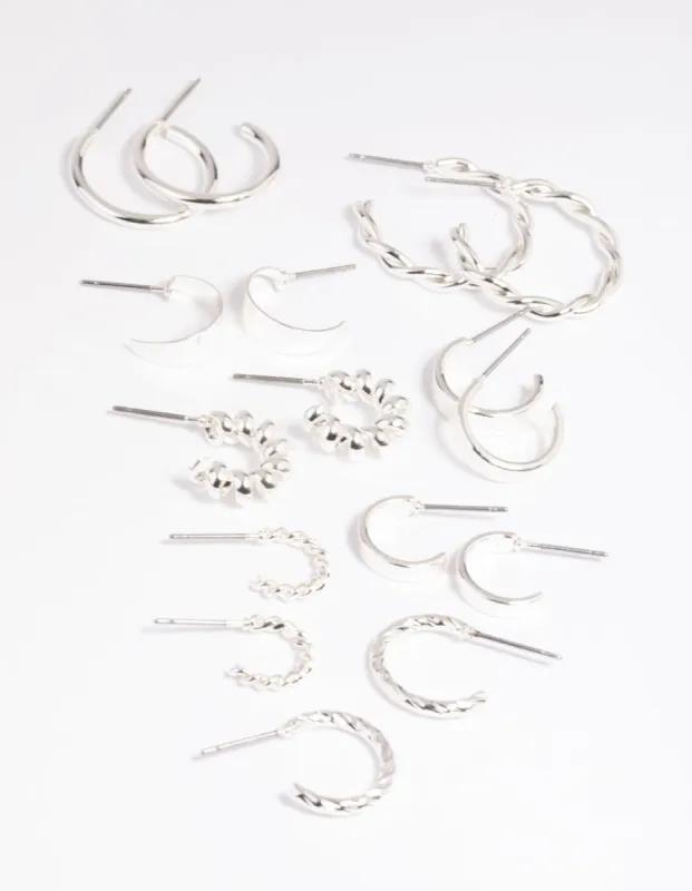 Silver Twisted Hoop Earring 8-Pack sold by lovisa