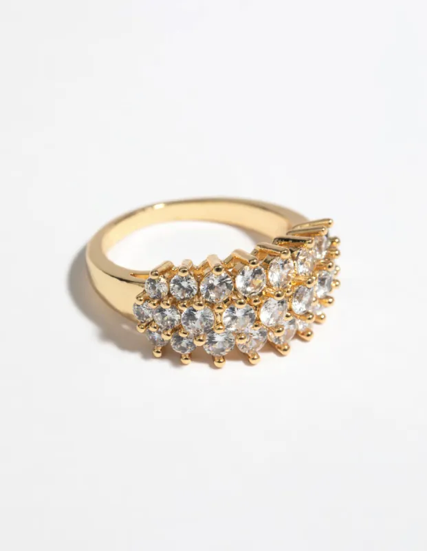 Gold Cubic Zirconia Cluster Ring sold by lovisa