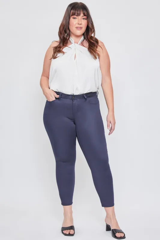 Women's Plus Size Mid Rise Hyperstretch Ankle Pants, Navy sold by YMI